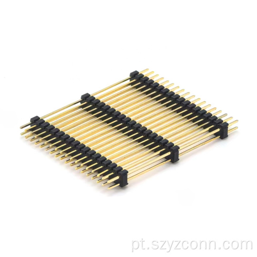 Cabeçote de pino de 2,0 mm em linha dupla reto preto